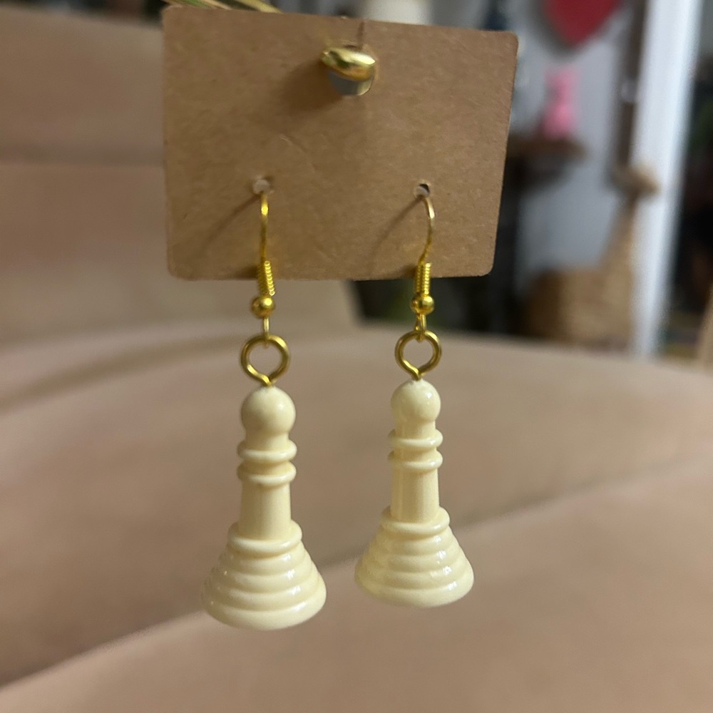 Chess Piece Plastic Dangle Earrings